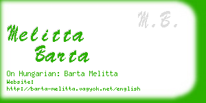 melitta barta business card